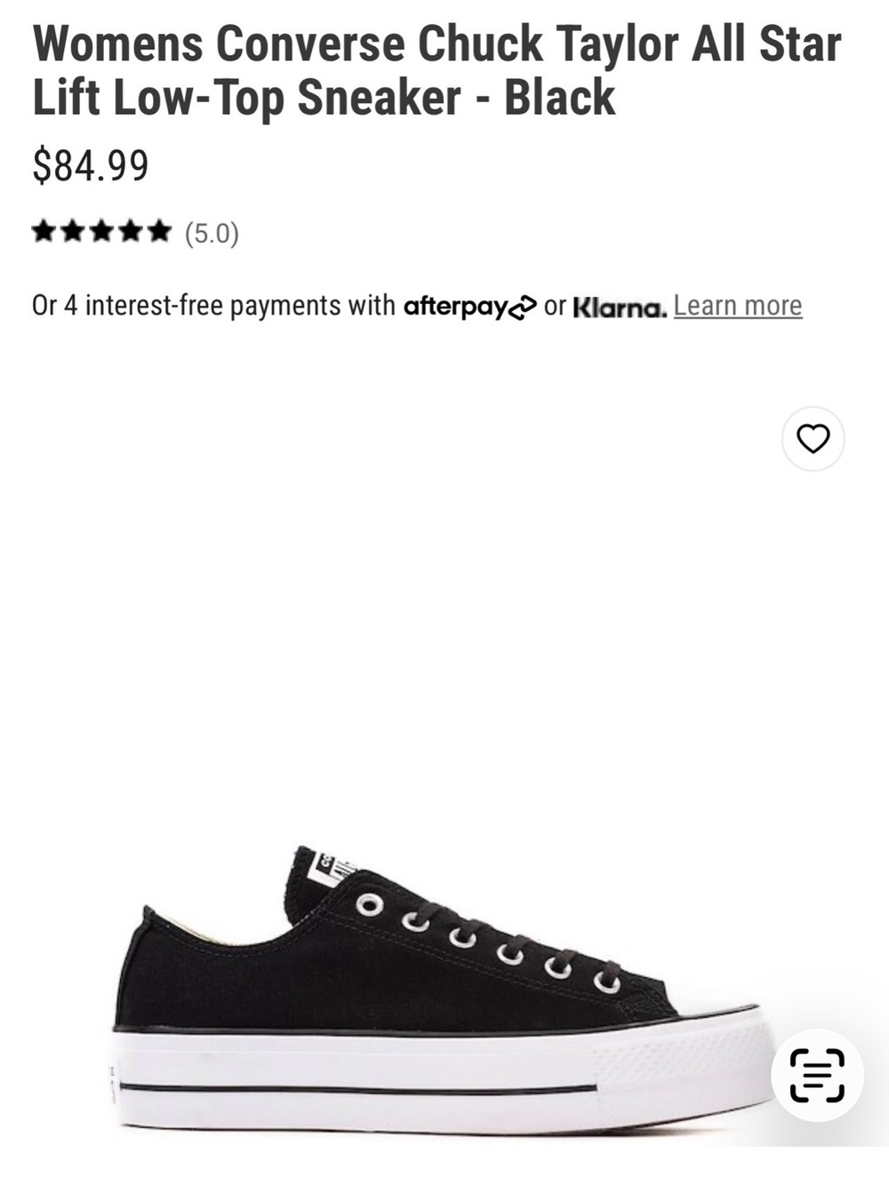 Womens Converse Chuck Taylor All Star Lift Low-Top Sneaker - Black